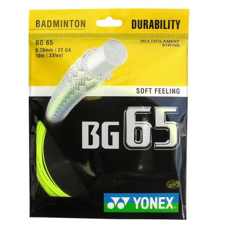 Besaitung mit Badmintonsaite Yonex BG65 gelb