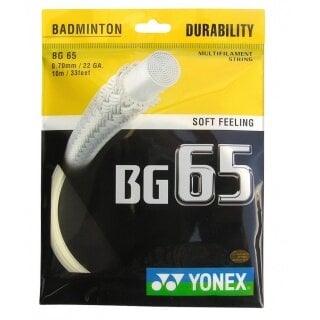 Besaitung mit Badmintonsaite Yonex BG65 (Allround+Haltbarkeit) natur