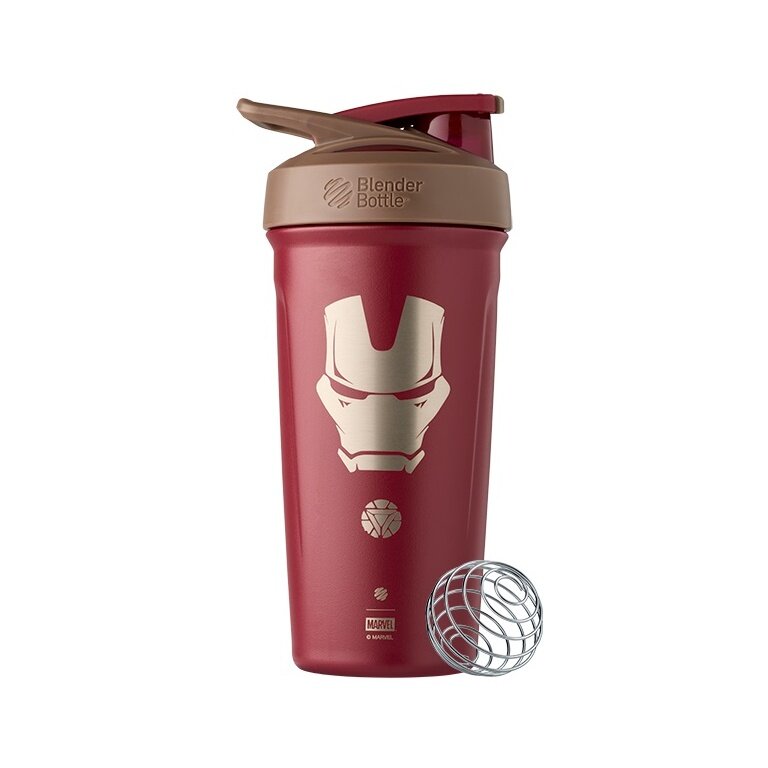 BlenderBottle Trinkflasche Strada Thermo Edelstahl Iron Man 710ml weinrot
