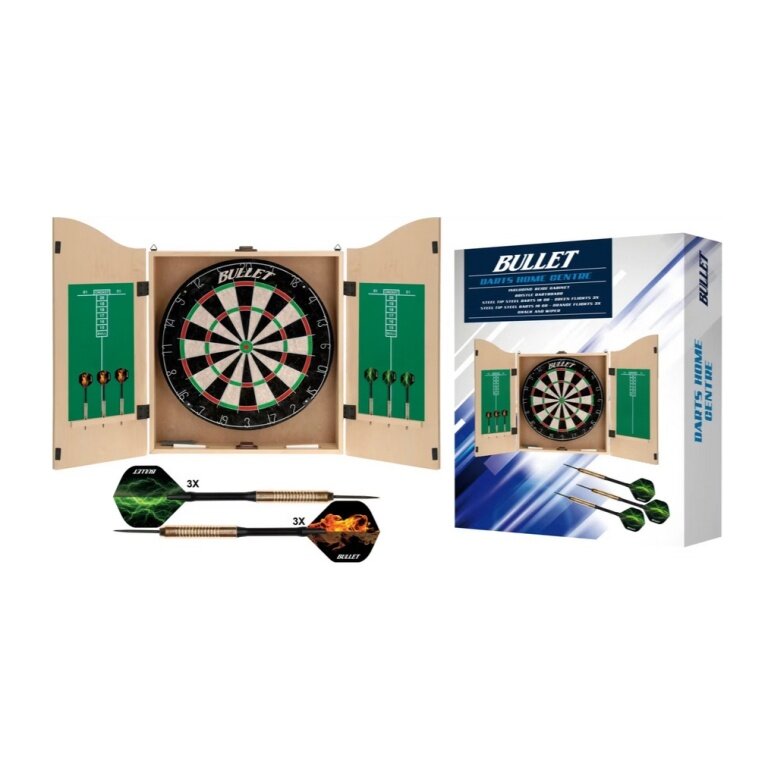Bullet Dart Homedart Centre für zu Hause ink. 6 Metalldarts, Zähltafel - 1 Set
