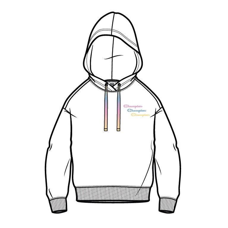 Champion Kapuzenpullover (Baumwolle Hoodie) Boxy weiss Damen