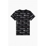 Champion Freizeit Tshirt (Baumwolle) Allover Script-Print schwarz Kinder