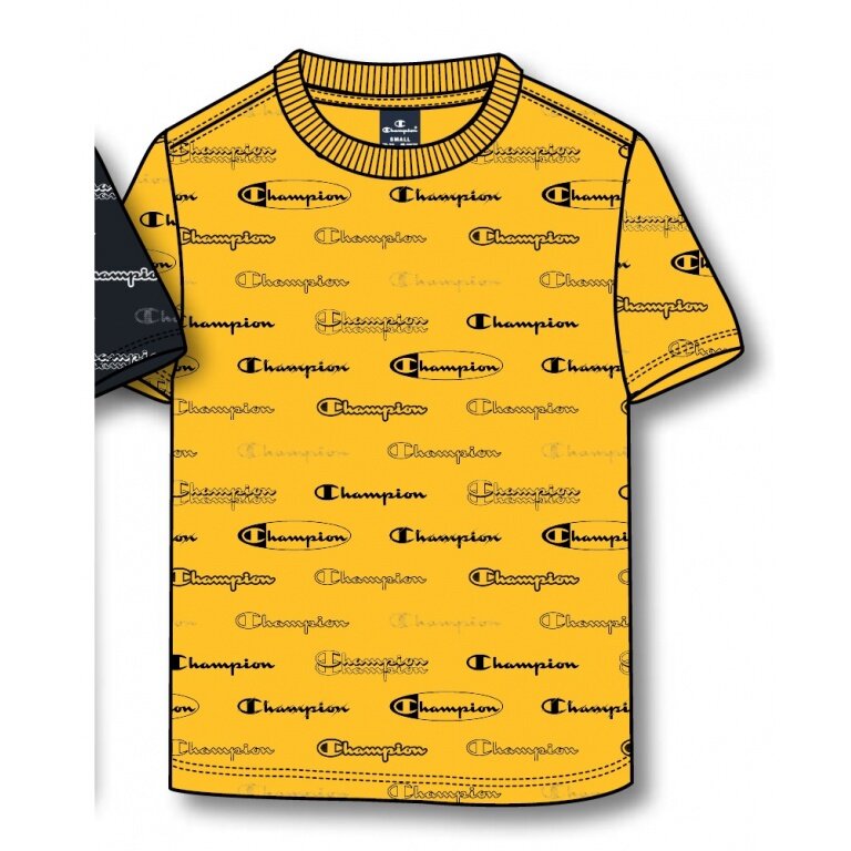 Champion Freizeit Tshirt (Baumwolle) Allover Script-Print gelb Kinder