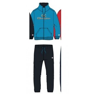 Champion Trainingsanzug Logo (Jacke&Hose aus Baumwolle) hellblau/navy Jungen