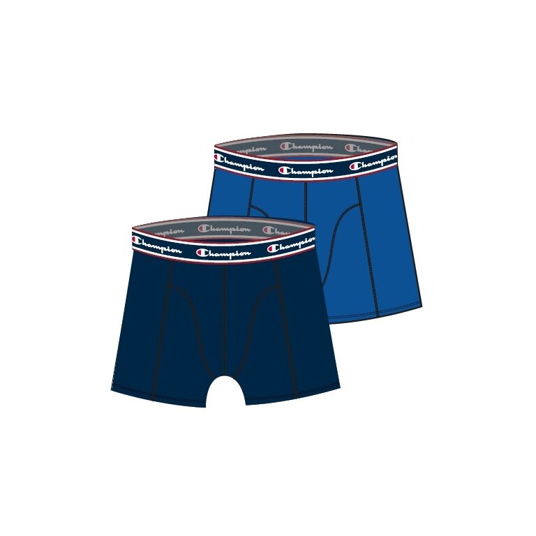 Champion Boxershort (Baumwolle) Unterwäsche mit blauem Bund navyblau/royalblau Herren - 2er Pack