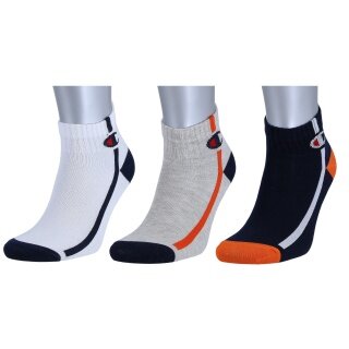 Champion Tennissocken (Baumwolle) Quarter C Logo-Print weiss/grau/navyblau Kinder - 3 Paar