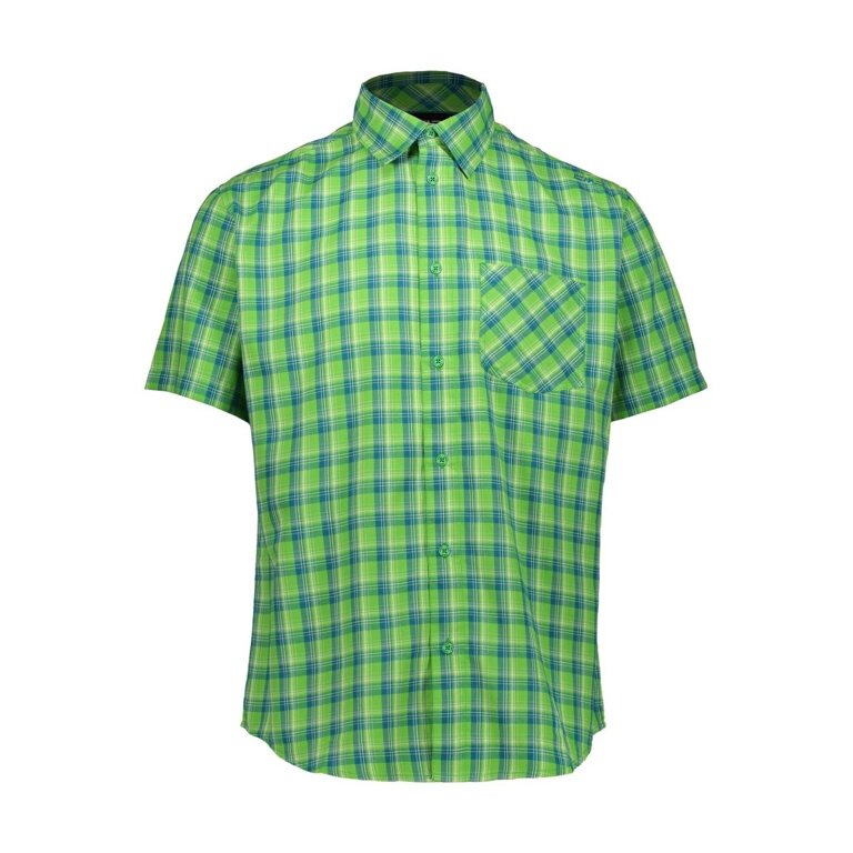 CMP Wanderhemd kurzarm mit Karomuster (UV-Schutz, Brusttasche) grün/blau Herren