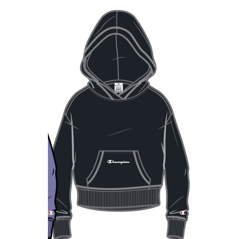 Champion Freizeit Kapuzenpullover (Baumwoll Hoodie) kleiner Schriftzug Print schwarz Mädchen