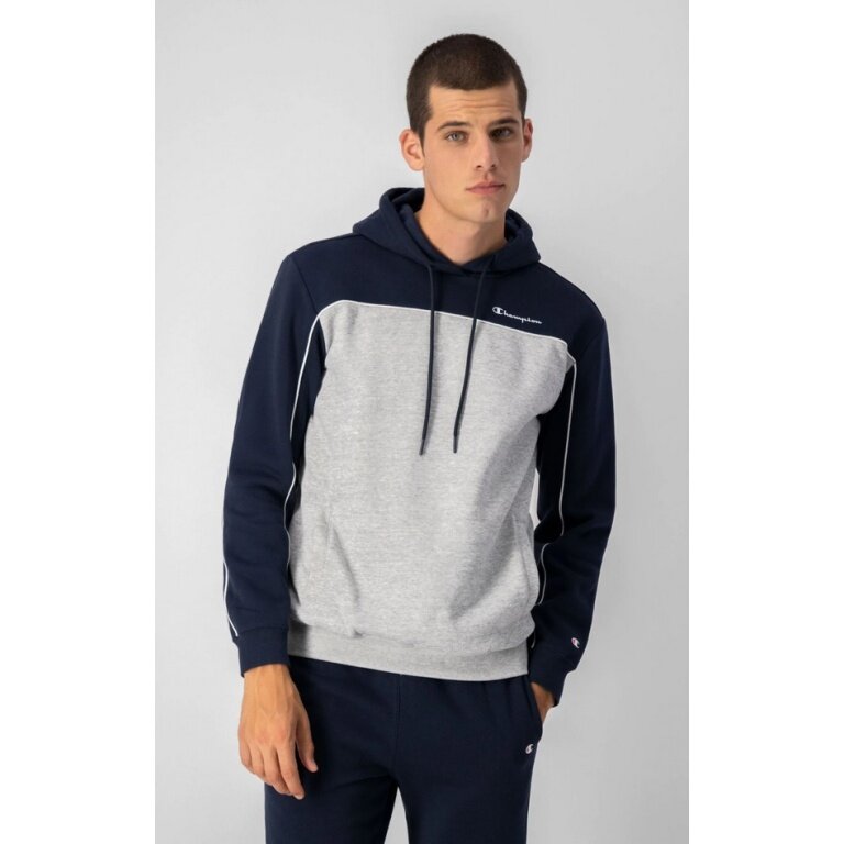 online in Baumwollfleece (Hoodie) dunkelblau/grau aus Farbblockoptik Champion Herren Kapuzenpullover bestellen