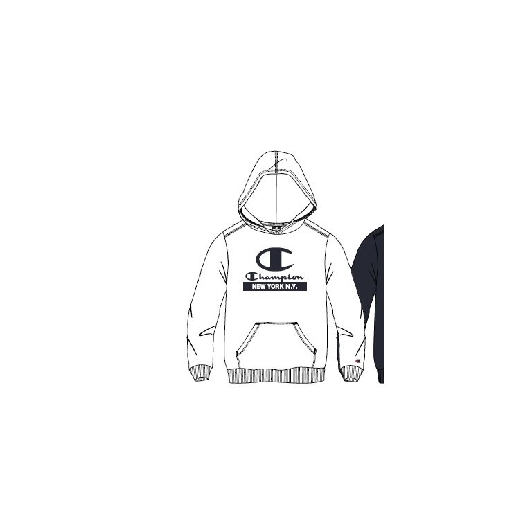 Champion Kapuzenpullover (Fleece Baumwoll-Hoodie) mit New York-Logo weiss Jungen