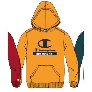 Champion Kapuzenpullover (Fleece Baumwoll-Hoodie) mit New York-Logo gelb Kinder