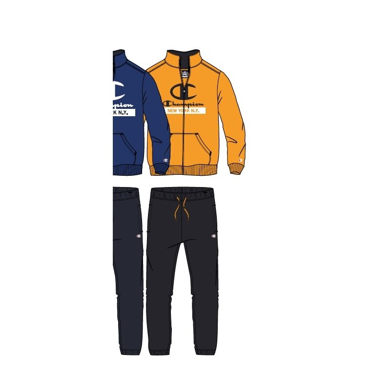 Champion Trainingsanzug (Jacke&Hose aus Baumwolle) mit New York-Logo gelb/schwarz Kinder