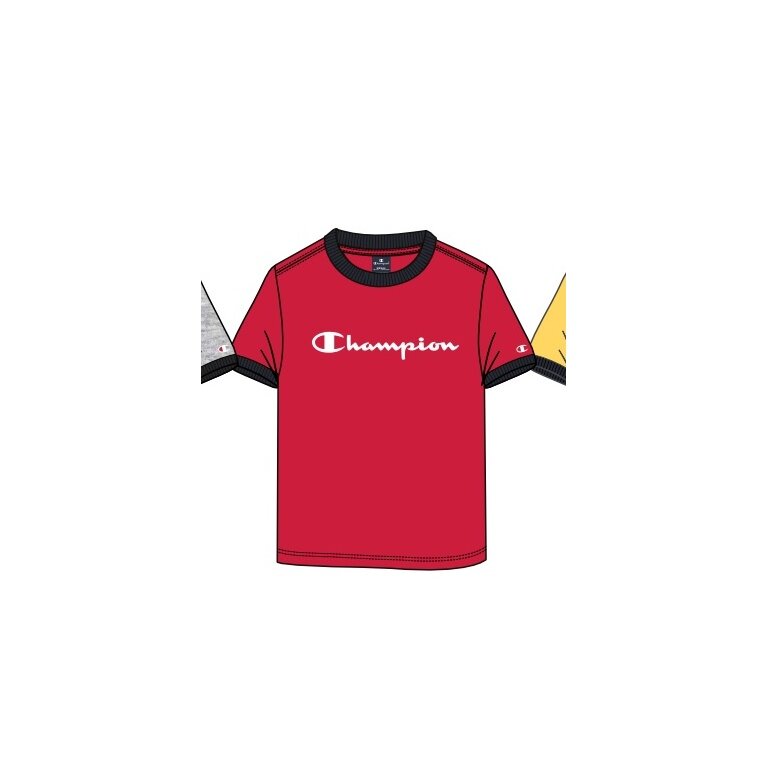 Champion Freizeit-Tshirt (Baumwolle) Crew Ringer mit Logo-Schriftzug rot Kinder