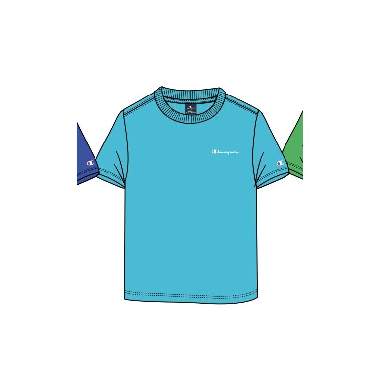 Champion Freizeit-Tshirt (Baumwolle) Crew mit Kleinen-Logo-Schriftzug hellblau Jungen