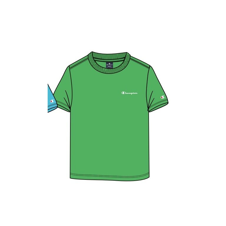 Champion Freizeit-Tshirt (Baumwolle) Crew mit Kleinen-Logo-Schriftzug 2023 grün Jungen