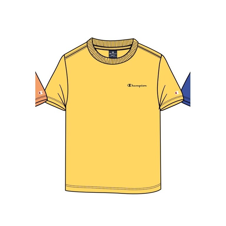 Champion Freizeit-Tshirt (Baumwolle) Crew mit Kleinen-Logo-Schriftzug 2023 gelb Jungen
