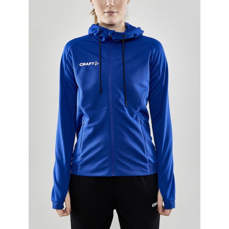 Craft Trainingsjacke Evolve Hood - strapazierfähige Mid-Layer-Kapuzenjacke aus Stretchmaterial - kobaltblau Damen