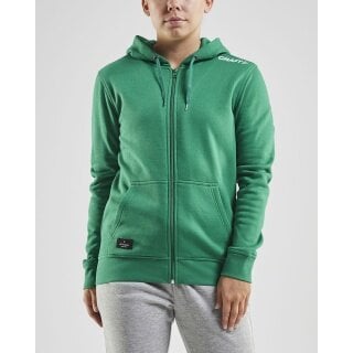 Craft Kapuzenpullover Hoodie Community FZ (Front-Reißverschluss, sportliche Passform) grün Damen