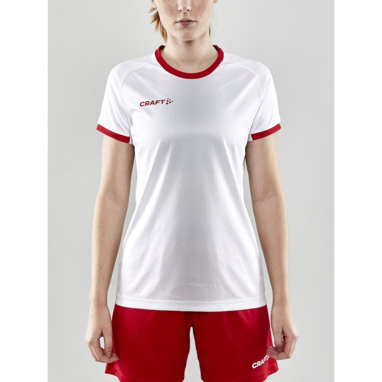 Craft Sport-Shirt (Trikot) Progress 2.0 Graphic Jersey - leicht, funktionell und Stretchmaterial - weiss/rot Damen