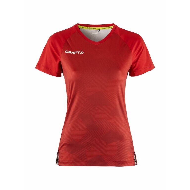 Craft Sport-Shirt (Trikot) Premier Fade Jersey (rec. Polyester, V-Ausschnitt) rot Damen