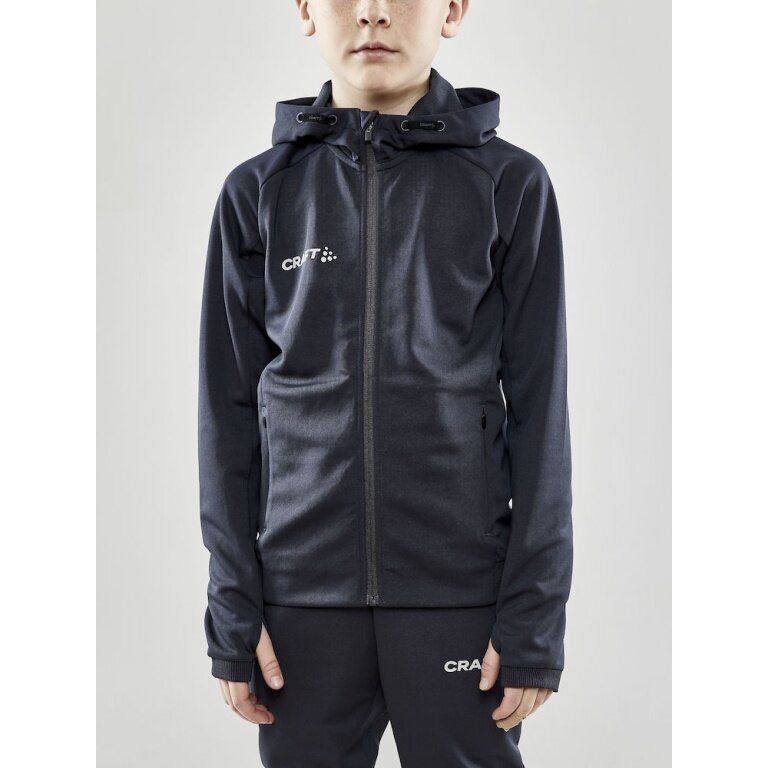 Craft Trainingsjacke Evolve Hood - strapazierfähige Mid-Layer-Kapuzenjacke aus Stretchmaterial - asphaltgrau Kinder