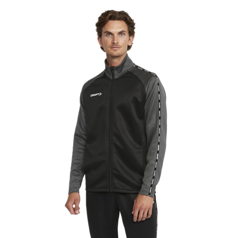 Craft Sport-Trainingsjacke Squad 2.0 Full Zip (mit Seitentaschen, elastisch Funktionsmaterial) schwarz/grau Herren
