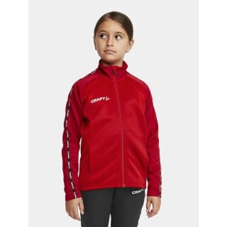 Craft Sport-Trainingsjacke Squad 2.0 Full Zip (mit Seitentaschen, elastisch Funktionsmaterial) rot Kinder