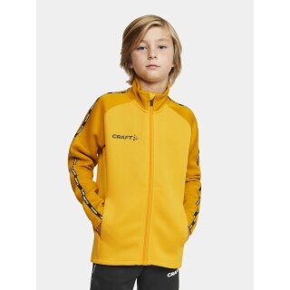 Craft Sport-Trainingsjacke Squad 2.0 Full Zip (mit Seitentaschen, elastisch Funktionsmaterial) gelb Kinder