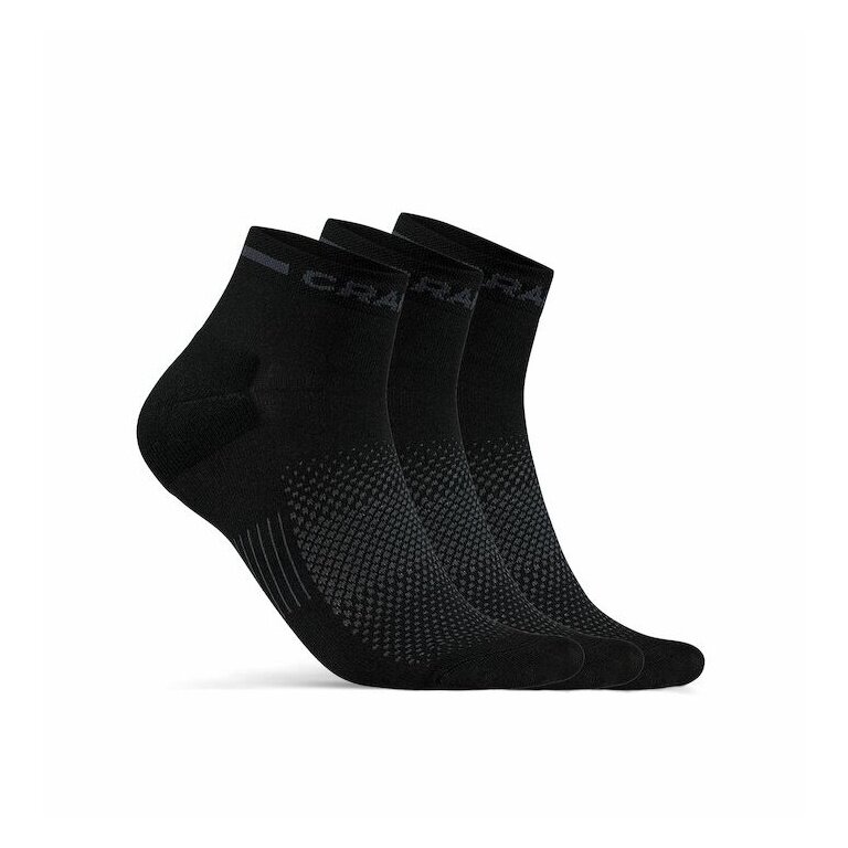 Craft Trainingssocke Core Dry Mid (atmungsaktiv, feuchtigkeitstransport) schwarz - 3 Paar