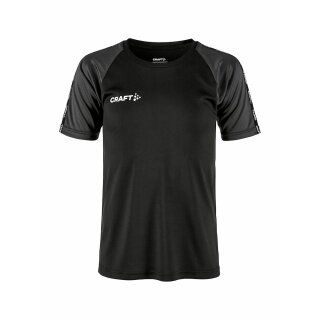 Craft Sport-Tshirt Squad 2.0 Contrast Jersey (hohe Elastizität, bequeme Passform) schwarz/grau Kinder