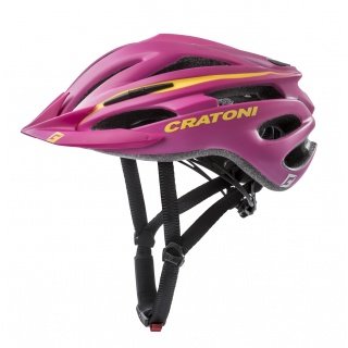 Cratoni Fahrradhelm Pacer (Reflektoren, Kinnpolster, abnehmbares Visier, 230g, matt) pink/gelb