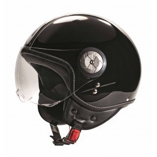 Cratoni Helm Milano (Vintage-Italo-Style, für Scooter, Roller, E-Bike) schwarz/weiss