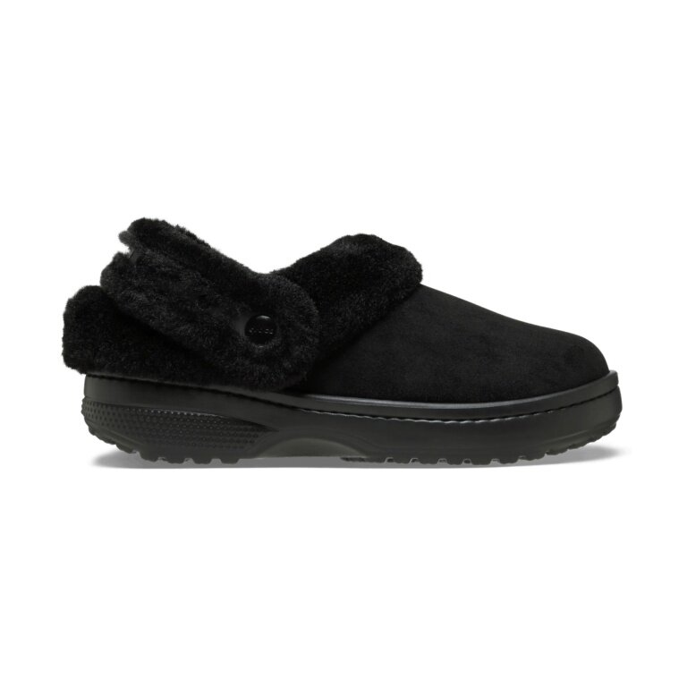 Crocs Hausschuhe Unfurgtble Vegan Suede Clog (Sandale, Kunstwildleder, mit Innenfutter) schwarz