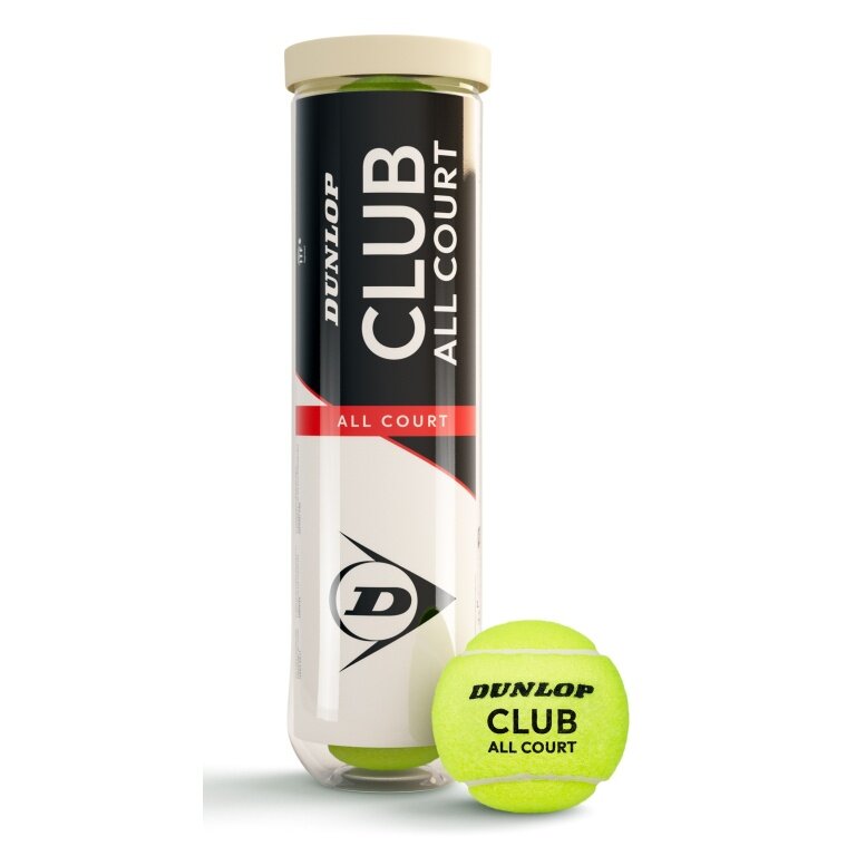 Dunlop Tennisbälle Club Allcourt (Standard-Trainingsball) Dose 4er