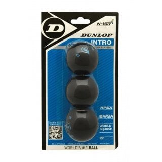 Dunlop Squashball Intro (blauer Punkt, schnell) - 3 Stück in Blisterverpackung