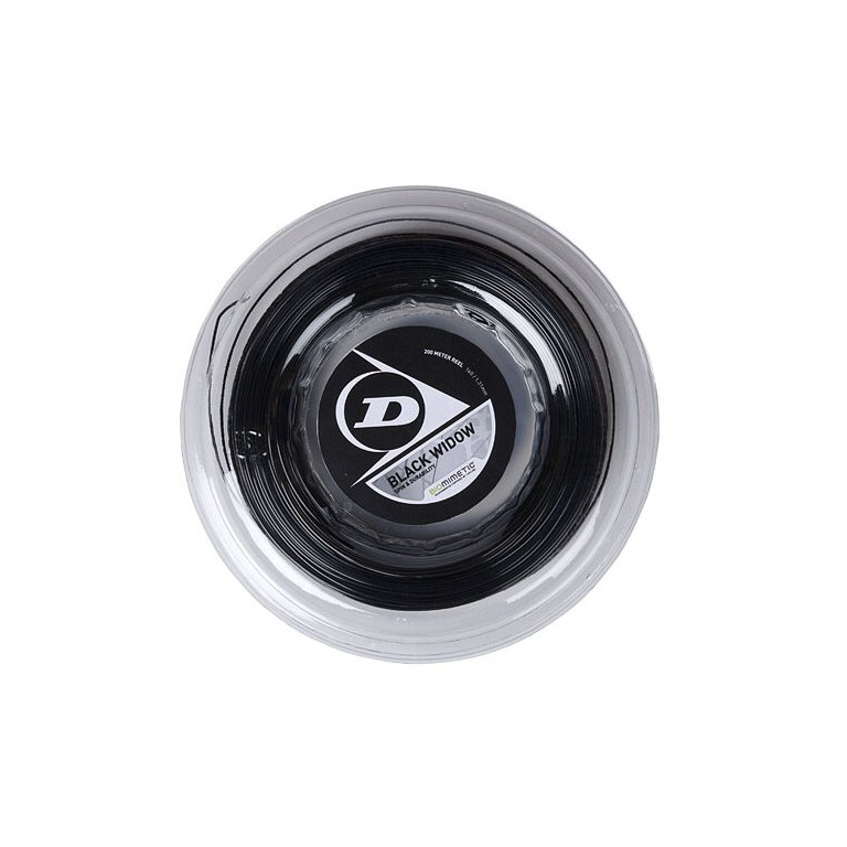 Dunlop Tennissaite Black Widow (Haltbarkeit+Spin) schwarz 200m Rolle