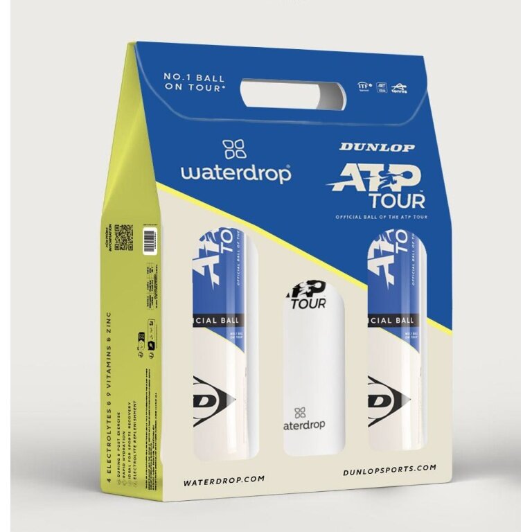 Dunlop Tennisbälle ATP Tour Waterdrop Promotion - offizieller Spielball auf der ATP Tour - Dose 2x4er