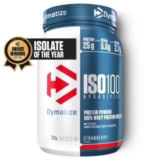 Dymatize Iso100 Hydrolyzed Isolat Protein Pulver Strawberry/Erdbeere 932g Dose