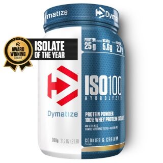 Dymatize Iso100 Hydrolyzed Isolat Protein Pulver Cookies & Cream 932g Dose