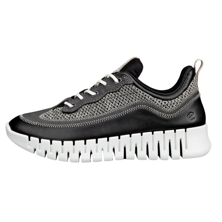 ECCO Sneaker Gruuv Lea (atmungsaktiv Textil) schwarz Damen