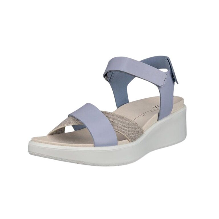 ECCO Sandale Flowt (Vollnarb und Nubukleder) blau Damen