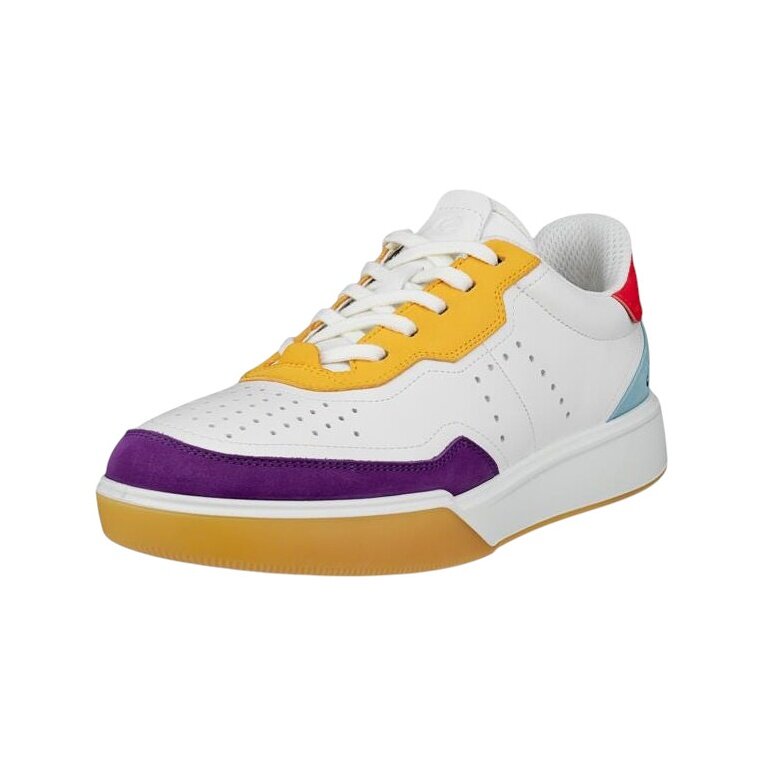 ECCO Sneaker Street Court Lea (Premium-Leder) weiss/gelb/violett Damen