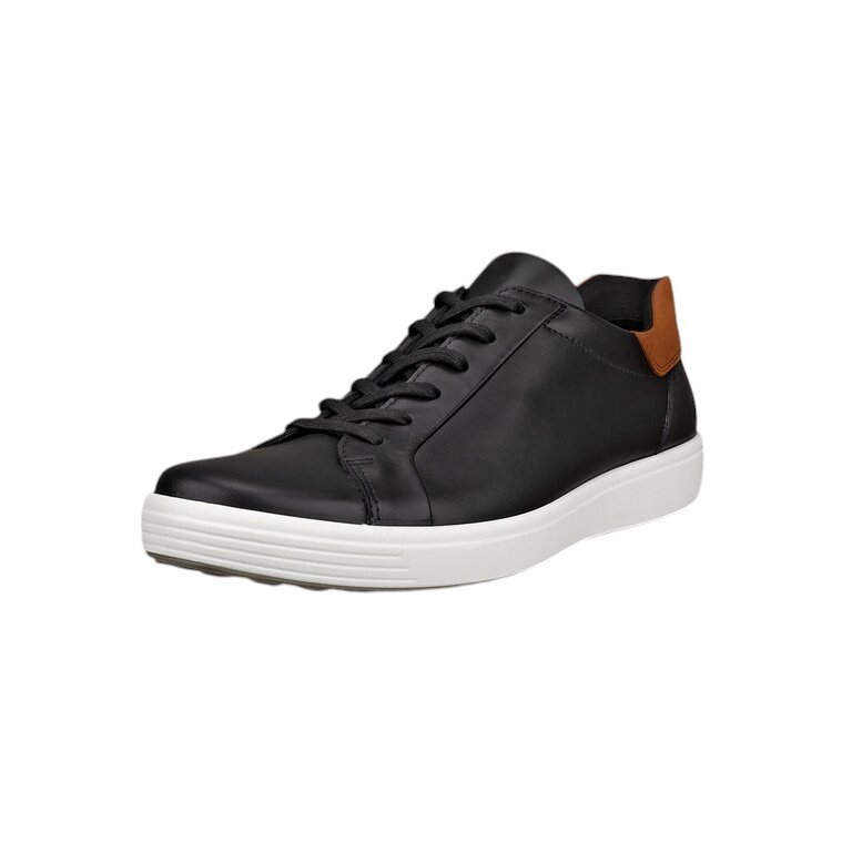 ECCO Sneaker Soft 7 Easy Slip Lace (Premium-Leder) schwarz/weiss Herren