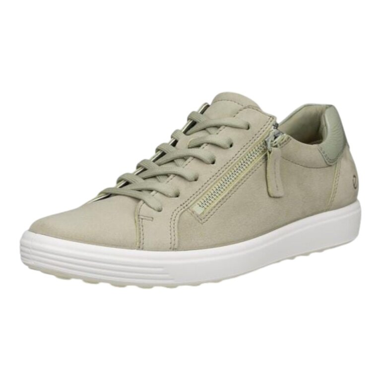ECCO Sneaker Soft 7 Side Zip Lace (Premium-Vollnarbenleder) olivegrün Damen