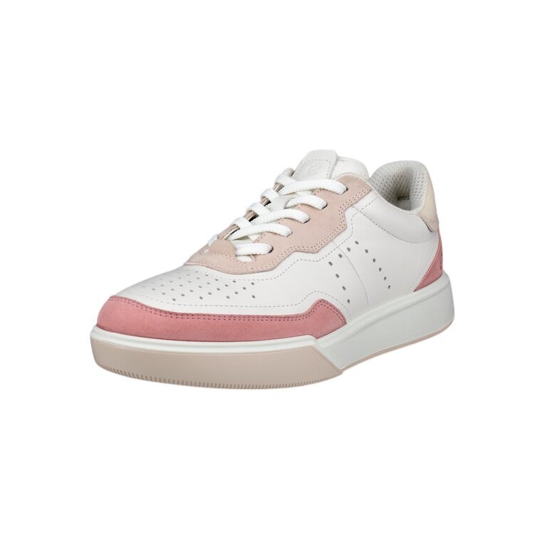 ECCO Sneaker Street Court Lea (Premium-Leder) weiss/rosa Damen