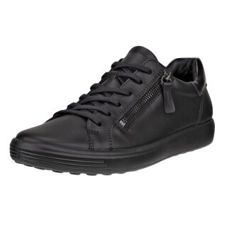 ECCO Sneaker Soft 7 Side Zip Lace (Premium-Vollnarbenleder) schwarz Damen