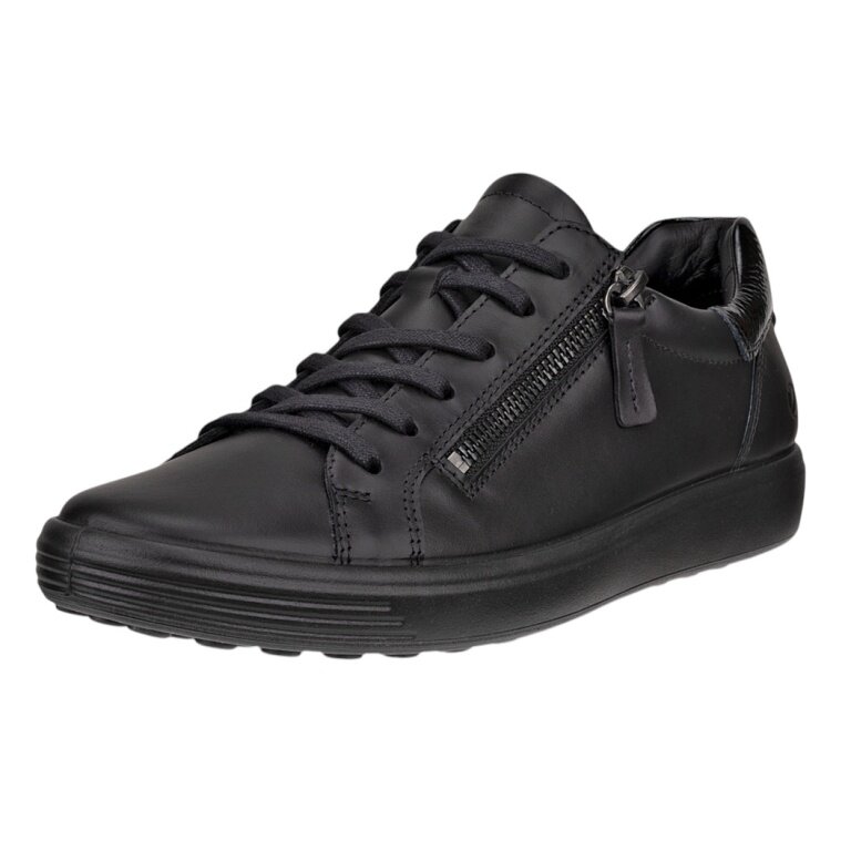 ECCO Sneaker Soft 7 Side Zip Lace (Premium-Vollnarbenleder) schwarz Damen