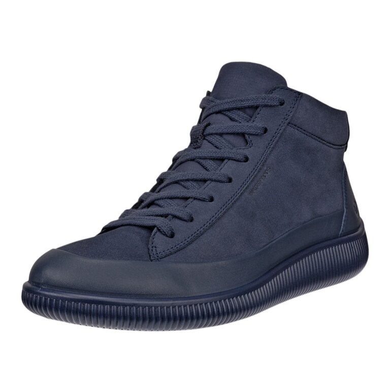 ECCO Alltag-Travelschuhe Soft Zero Bootie WP Mid-Cut (Premium-Leder, wasserdicht) marineblau Damen