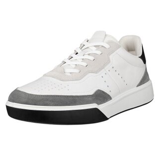 ECCO Sneaker Street Court Lea (Premium Leder) weiss/grau/schwarz Herren