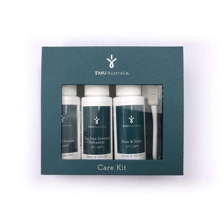 EMU Australia Schuhpflege Care Kit Set (59ml Refresher, 59ml Rain&Stain, 59ml Suede Cleaner, Bürste)
